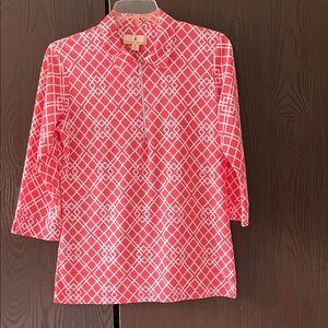 Sport Haley active wear 3/4 sleeved  neon pink and white top. Size Medium